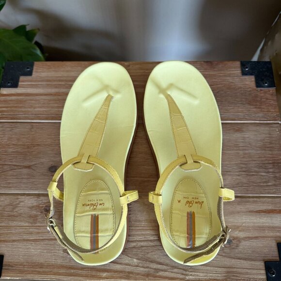 Sam Edelman Naomi Butter Yellow Croc Thong Angle Strap Thong Flat Sandal Size 8 - Picture 13 of 17